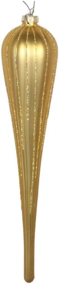 Vickerman 11" Matte Glitter Drop Christmas Ornaments in Gold (Set of 3)