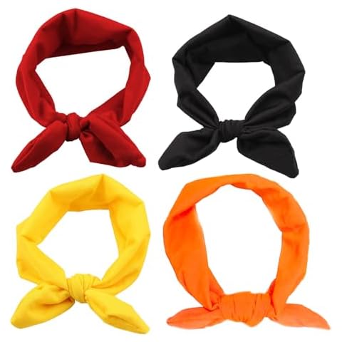 Yuyeran 4PCS Women Elastic Bow Hairband Adult Turban Knotted Bunny Ears Headband Headdress Hair Accessories Headwrap Cover