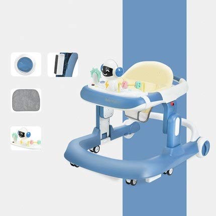 StarAndDaisy Baby Walker/Multifunction/Anti-o Shaped Leg/Anti-Fall/Music Box/Height Adjustment/Baby/Newborn/girl/boy/6-15months *with SEAT Cushion (Blue)