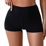 GNALIA Pantaloncini da Bagno Donna 1 Pezzo, Taglia L, Vita Alta con Protezione UV, Pantaloncini Corti per Nuoto Sport Palestra, Nero