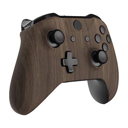 Image of eXtremeRate Wood Grain Patterned Replacment Housing Shell Cover Panels for Xbox One Wireless Controller Model 1708, Soft Touch Custom Faceplate Side Rails for Xbox One S /X Controller