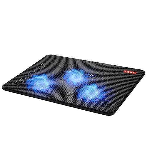 Image of CLAW Breeze C3 Laptop Cooling Pad with 3 Motor Fans, 2 Adjustable Height, with Built-in Dual USB Hub | Black and Blue