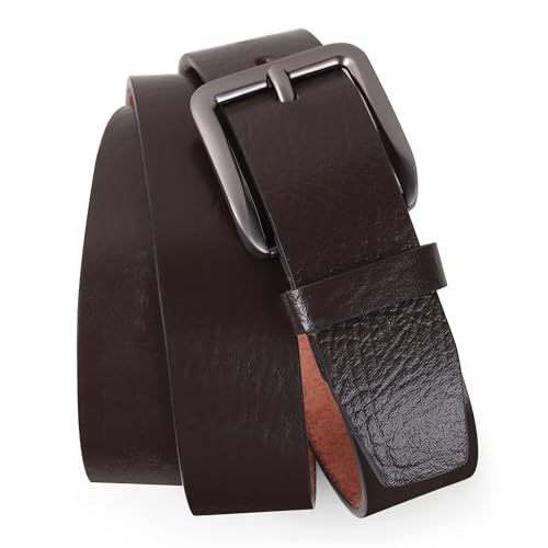 Image of Men's Full Grain Leather Belt (1.5 inch inch) with Durable Metal Buckle for Everyday Formal & Casual Wear Belts in Brand Gift Box ||Color : Black /Brown, Size : 26 to 46||