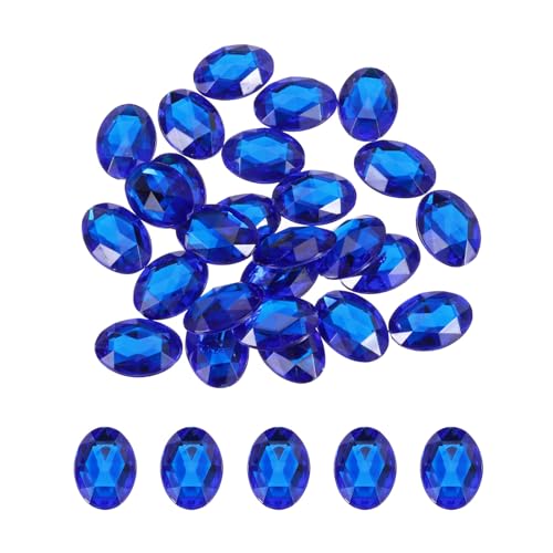 QUARKZMAN 25 Piezas Gemas Ovaladas de Acrílico 18x25 mm con Parte Trasera Plana Piedras de Imitación para Manualidades Bisutería Pintura Facial Decoración de Bodas Color Azul