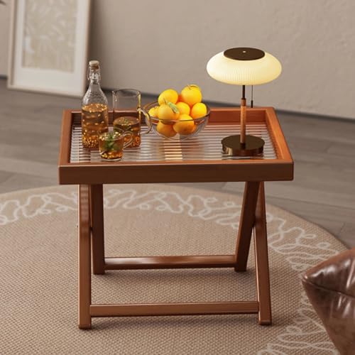 Tavolino pieghevole in bambù per esterni, tavolino versatile per patio, campeggio, giardino, caffè e sala da pranzo, design leggero e portatile