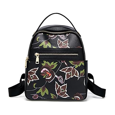 LAORENTOU Cow Leather Small Backpacks Purse for Women Fashion Backpack Handbags Women's Double Strap Shoulder Bag Daypack - black - One Size Cover