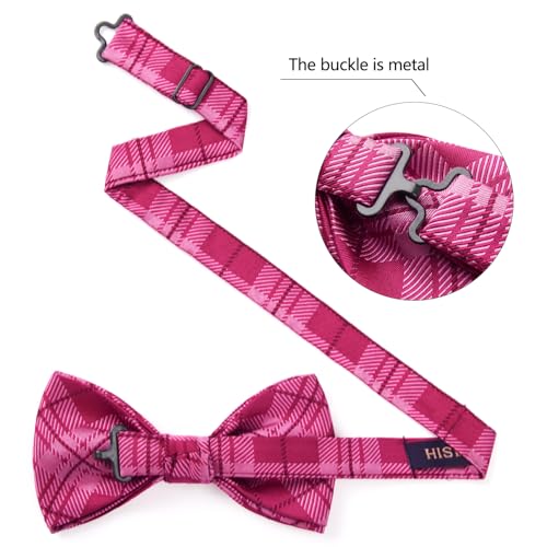 Image of HISDERN Bow Ties for Men Pretied Bowties Classic Formal Business Bow Tie Adjustable Tuxedo Bowtie for Wedding Party