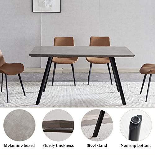 Zckycine Modern Mid-Century Dining Table 5-Piece Kitchen Table Set For 4 People Rectangular Solid Wood Dining Table With 4 Upholstered Leather Chairs #TOP1