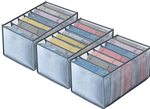 Tosoda 3 Piezas Organizador para Cajones Transparente Organizador de Armario Plegable para Ropa Pantalones Vaqueros Camisetas