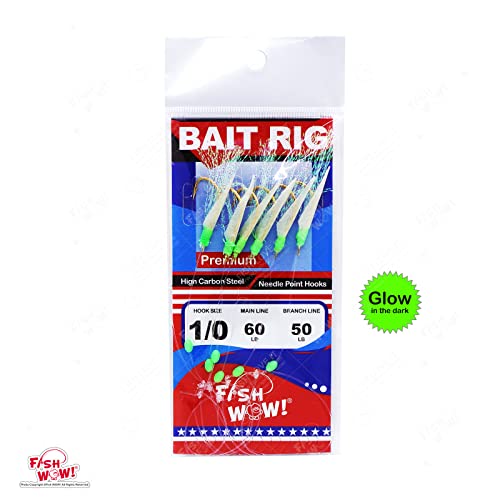 Fish WOW! Glow Green Bait Rigs with Gold Hooks #TOP27