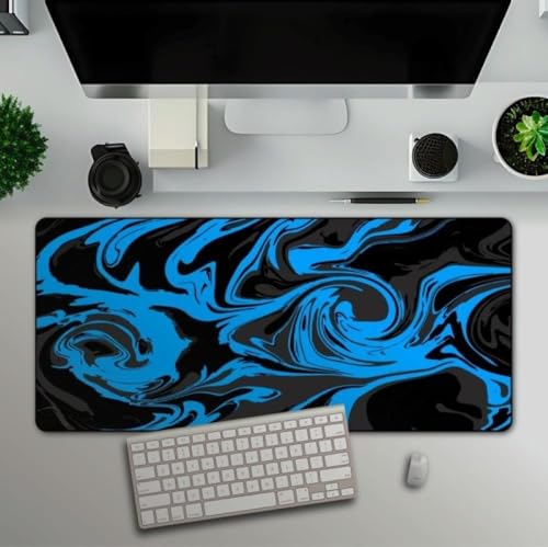 Image of Saco XXL Gaming Mouse Pad for PC - Large Desk Mat 900x400x3mm, Extended Non-Slip Rubber Base, Waterproof Surface, Liquid Wave Design, Big Keyboard Mouse Pad for Office & Home Setup