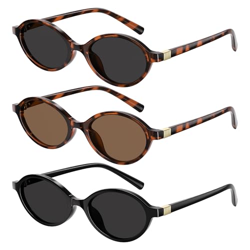 Retro Oval Polarized Sunglasses for Womens Men - Trendy Sunnies UV400 Protection Lightweight Vintage Round Style