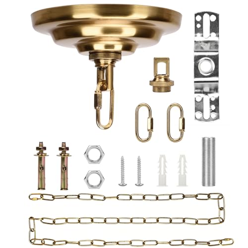 Image of Sangle Soppfy Vingage Canopy Kit and Pendant Light Fixture Chain for Chandelier or Swag Light Fixtures,Maximum Weight of 60 Pounds, 6 feet,Heavy Duty,5 Inches Diameter (Brass)