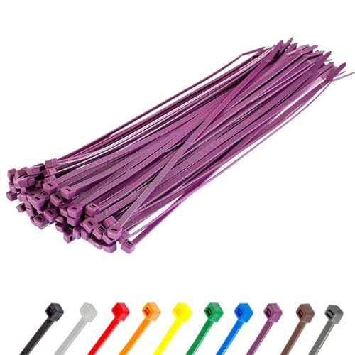 Image of GTSE 12 Inch Purple Zip Ties, 100 Pack, 50lb Strength, UV Resistant Long Nylon Cable Ties, Self-Locking 12 inch Tie Wraps