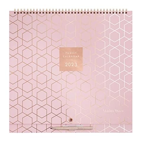 Matilda Myres 2023 Family Wall Calendar - 5 Persons - Activity Stickers - Pink Cover
