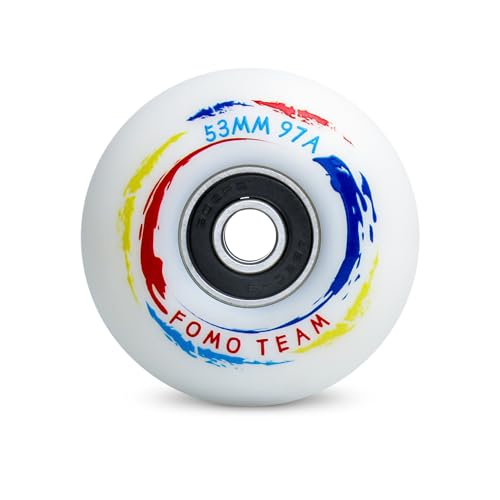 fomo team Skateboard Rollen Skateboard Räder, 53X33 mm 97A 4Stück Straßenräder mit ABEC-9 Kugellagern mit T-Tools für Skateboard-Ersatzräder 4pcs