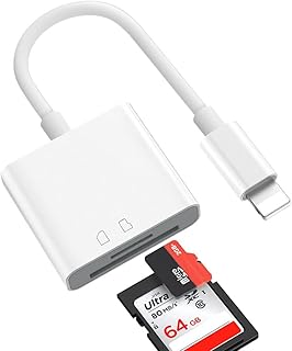 [Apple MFi Certified] SD Card Reader for iPhone/iPad,Lightning to SD/TF Card Camera Reader Adapter Converter for iPhone 13/12/11/X/XS/XR/8/7 iPad,Support iOS 9 - 15 Later,Plug and Play (2 in 1)