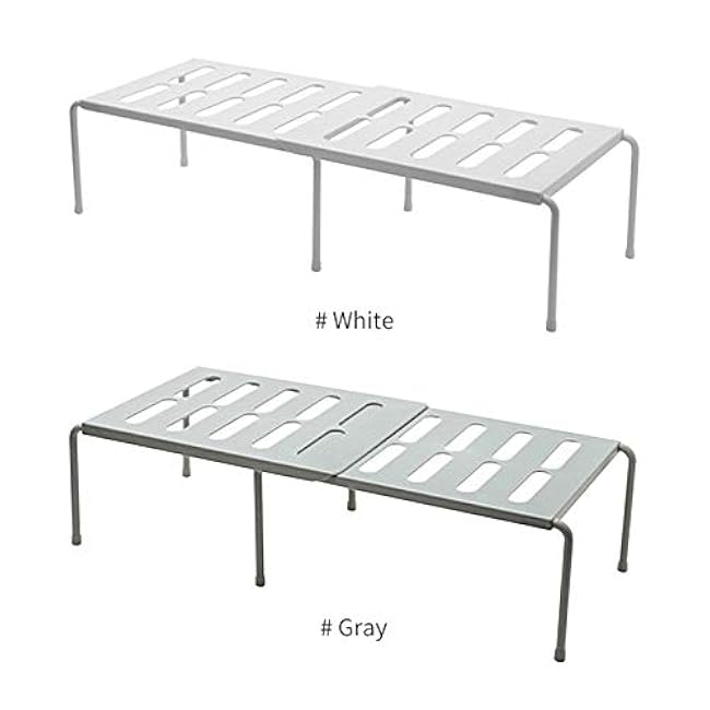 Cabinet Shelf, Expandable Stackable with Drain Holes Kitchen Counter Organizer, Space Saving for Kitchen Cupboard Organization (White)