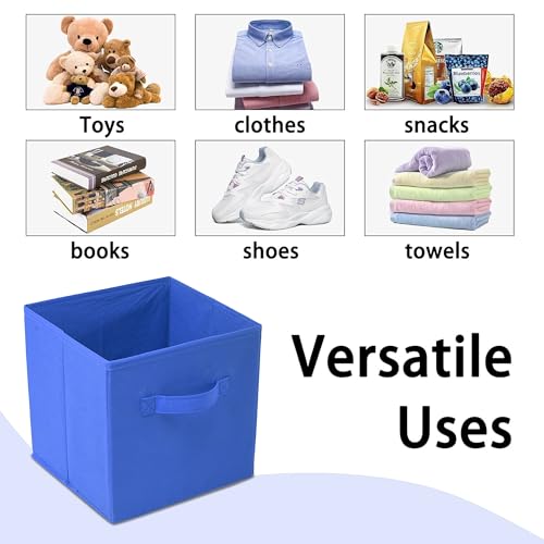 Image of Kuber Industries (Pack of 3) Foldable Storage Box | Multipurpose Storage Organizer For Clothes | Plain Wardrobe Organizer for Book, Stationary & Toys | 11 Inch | Royal Blue