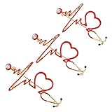 SOIMISS Elektrokardiogramm Stethoskop Brosche Pins Krankenschwester Arzt Revers Pin Ärzte Krankenschwester Schmuck Geschenk Dekorative Brosche Kostüm Zubehör Rot 3PCS