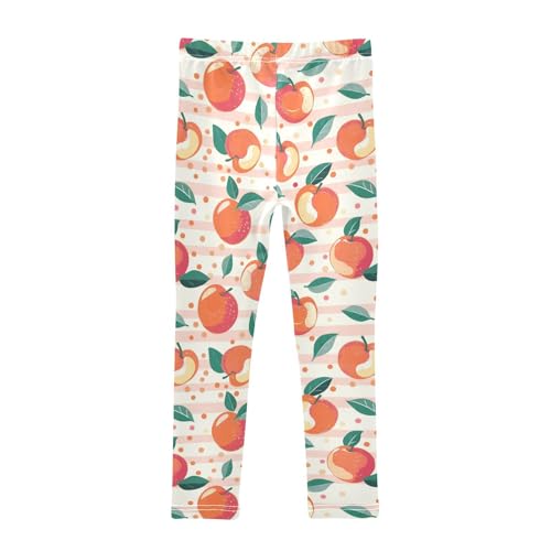 Wusikd Peaches Girls' Leggings Toddler Doodles Polka Dots Stripes Kids Yoga Pants Dance Active Tights 4T2
