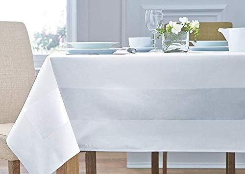 A & B TRADERS Tablecloth Satin Band 100% Cotton Linen Tablecloth White 54 x 90 ( 137 x 229 cm)