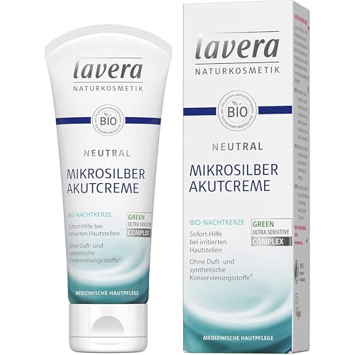 lavera Neutral Akutcreme mit Mikrosilber ∙ Bio Nachtkerze ∙ Sofortige Hilfe bei Hautirritationen ∙ Neurodermitis ∙ Medizinische Hautpflege ∙ vegan Bio Pflanzenwirkstoffe Naturkosmetik Creme 75ml