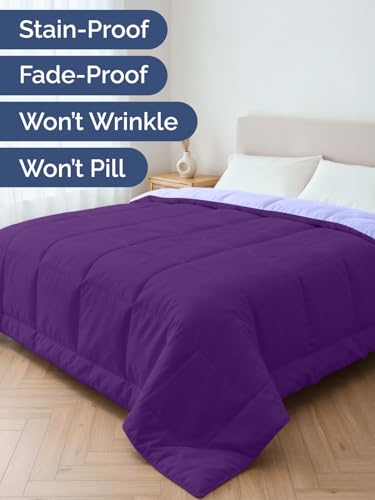 Image of Full Size, Purplec & Lavender Alternative Down Comforter - Warm, Lightweight & Breathable Hotel Quality Bedding Set for Men, Women, Kids & Teens - All Season Cooling Microfiber Duvet Insert Comforter