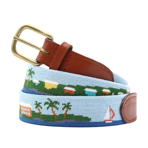 Island Time Needlepoint Belt by Smathers & Branson