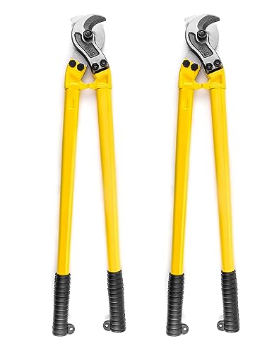 QWORK Wire Cutters, 2 Pack 24 Inch Stainless Steel Hardened Cable Cutters, Wire Cutter, Wire Rope Cutter