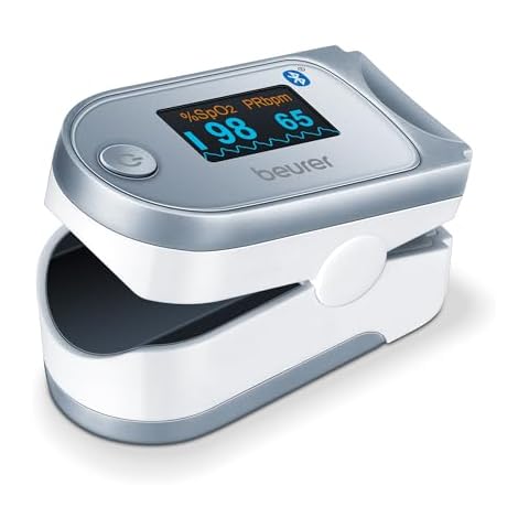 Beurer Bluetooth Digital fingertip Pulse Oximeter, Blood Oxygen Saturation & Pulse Rate Monitor with Accessories, 1 Count Cover