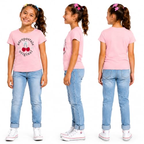 Image of Girls T Shirts - Soft Cotton Blend Short Sleeve Cute Graphic Tees - Classic Crewneck Logo Tee Girls Shirts (Sizes: 7-16)
