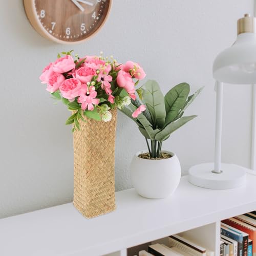 Jarrón de paja tejido para flores secas en centros de mesa 6