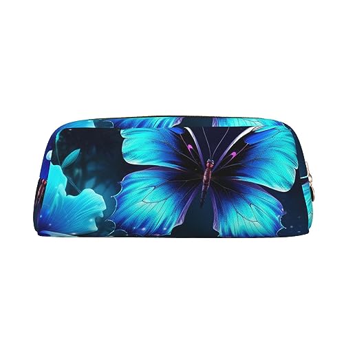 Farfalla Matita Sacchetto Impermeabile Cerniera Astuccio Penna Box Cosmetici Per Ufficio Vacanze Regalo Taglia unica blu oro pelle