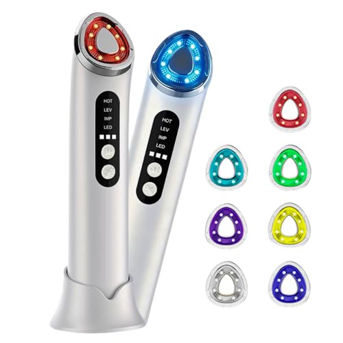 Image of 4-in-1 LED Facial Device | Micro-Current Face Lift & EMS Skin Tightening | Red Light Therapy for Face & Neck | Pore Care, Wrinkle Reduction & Glass Skin Facial Massager (White)