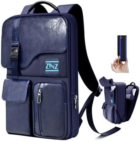 ZINZ Slim & Expandable Laptop Backpack 15.6 Inch Business Backpack with USB Port, Waterproof Anti-Theft Travel Backpack Daypack for Men and Women -Blue