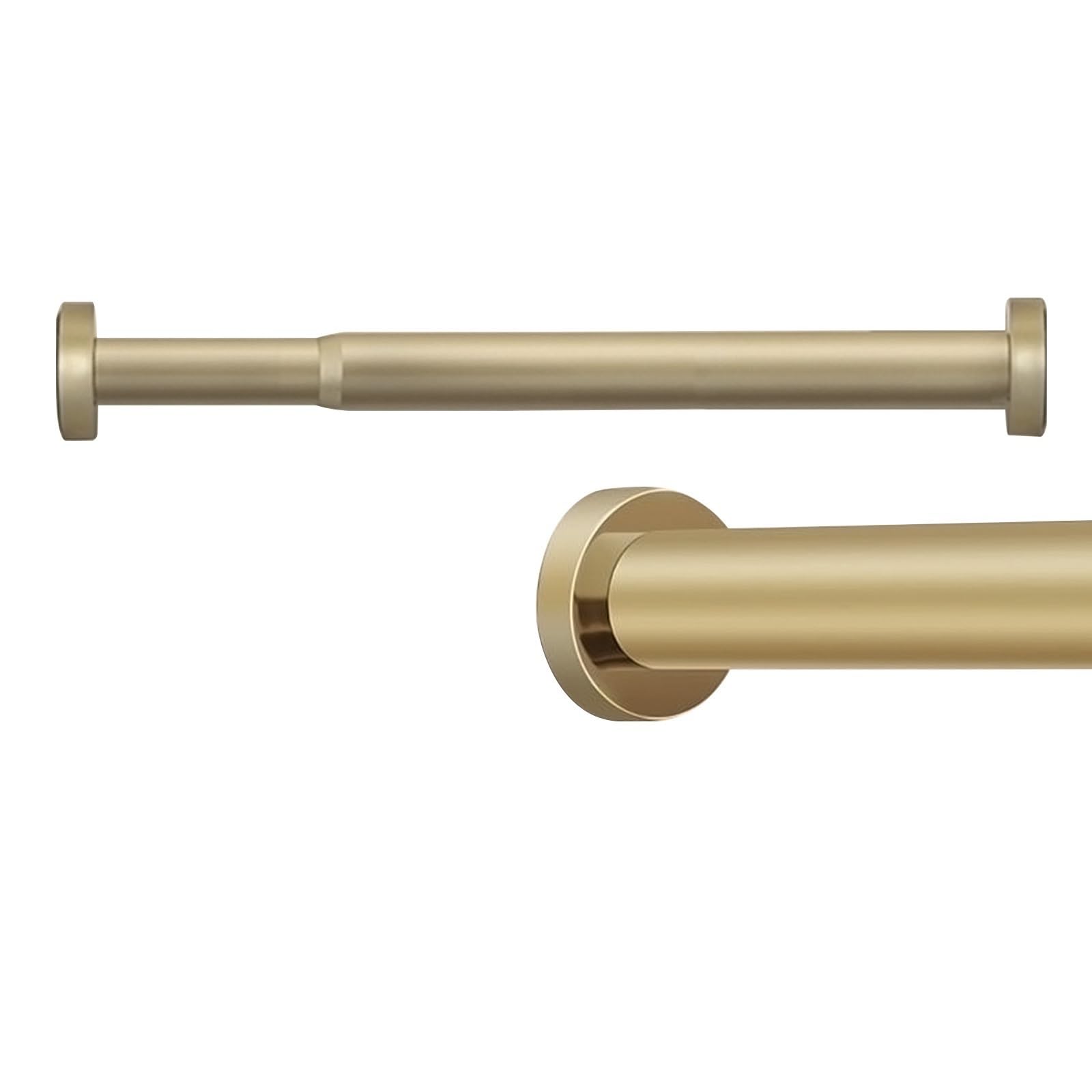 GLDYTVF Adjustable No-Drill Curtain Rod 50-280 cm Heavy-Duty Telescopic Shower Curtain Rod for Kitchen Bathroom & Bedroom (Gold 150-280 cm / 4.9-9.1 ft)