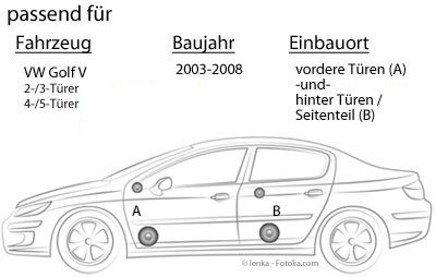 VW Golf 5 - Lautsprecher - Pioneer für vorne & hinten - Einbauset