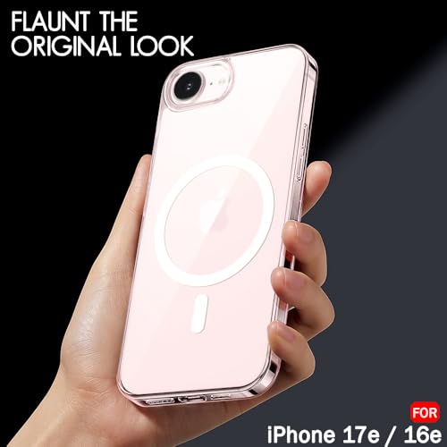 Image of TheGiftKart for iPhone 16e / iPhone 17e Case, Crystal Clear Hard Back Cover Compatible with MagSafe, Ultra-Hybrid Shockproof Back Cover Case with Camera & Screen Protection (PC & TPU, Transparent)