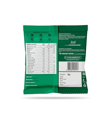 Image of YogaBar Premium Cashews 40 grams | Whole 320 Kaaju|King Size Crunchy Kaju | Premium Nuts & Dry Fruits | Rich in Fibre, Vitamin E, K, B6 | Boost Immunity| Healthy Snacks