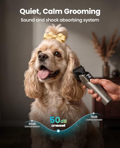 oneisall Dog Clippers for Grooming Thick Hair, Professional 9000RPM 5 Speed with 5 in 1 DLC Blade, 280min Cordless, Low Noise Dog Grooming Kit with 8 Metal Combs Carring Case for Dogs Cats Pet - Image 5