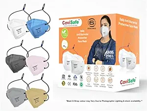 CoviSafe Head Loop 6 LAYERS adjustable N95 / FFP2/ KN95, Reusable , Washable ULTRA COMFORTABLE Face Mask FDA and WHO-GMP Certified For Men & women Over Head Loop Mix Colour, Pack of 5