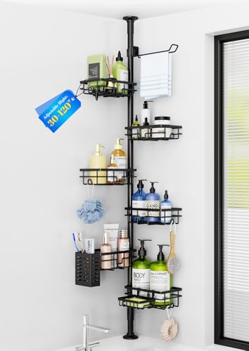 Étagère de douche d'angle réglable Mixoo à tension sans perçage - 2