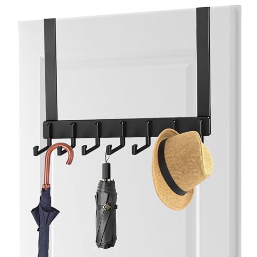 Liqzirtu Gancho sobre la puerta, gancho detrás de la puerta | Perchero de metal sin perforaciones | Perchero con varios para puerta principal, baño, dormitorio y sala de estar