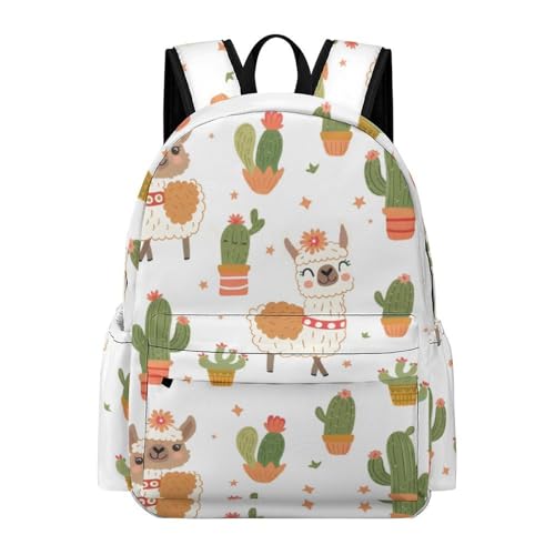 Cute Lama And Cactus Funny Backpack Daily Casual Daypack Travel Mini Bag with Adjustable Strap Style-33