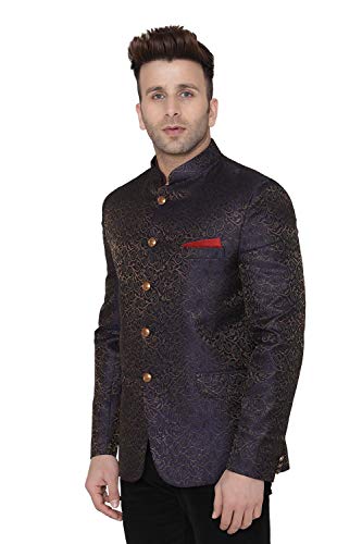 WINTAGE Men's Banarsi Rayon Cotton Casual and Festive Indian Jodhpuri Grandad Bandhgala Blazer : 2 Colors2