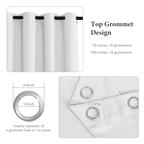 Image of RYB HOME Privacy Curtain for Sliding Glass Door, Thermal Insulated&Room Darkening Drape for Basement /Media Room, Extra Wide Room Divider Curtain, Window Treatment, Pure White, W100 x L108, 1 Panel