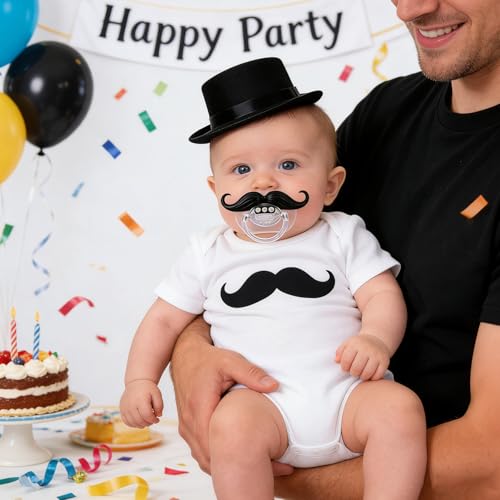 Image of YAPROMO Baby Funny Pacifiers, 2Pcs Mustache Pacifiers for 0-18 Months Babies, Funny Mustache Newborn Pcifiers, Infants Pcifiers for Baby Boys /Girls BPA Free
