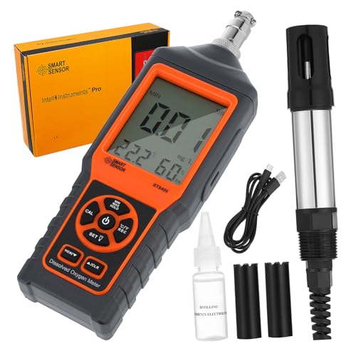 Toddmomy Tragbares Digitales Sauerstoffmessgerät für Wasser mit Großem LCD Display Präziser Messung Wiederaufladbar für Aquarien Teiche Fischzucht und Mobile Wasserqualitätsprüfung