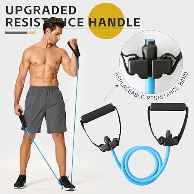 Professional Resistance Bands. Latex-Free, Work Out Bands, Stretch Bands for Working Out Women or Men, Exercise Bands Set for Physical Therapy (with Handle)